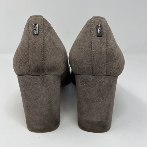 Women's Coach 3" Block Heels Size 9.5 Grey Suede Shoes - Picture 8 of 10